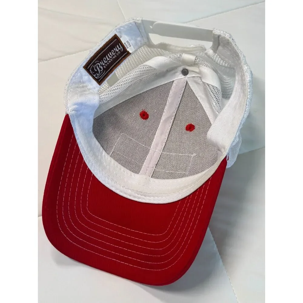 Buoy Beer Co Red and White Adjustable Snapback Trucker Hat Cap